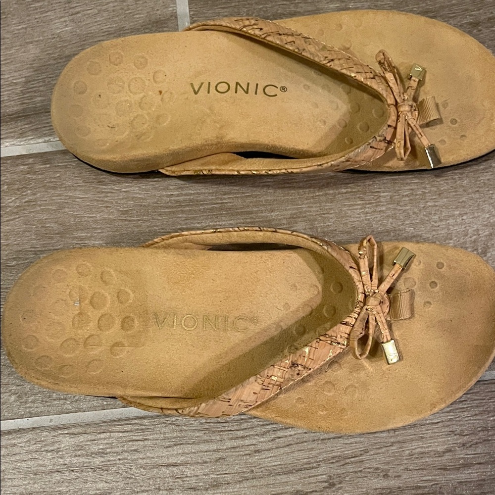 Vionic Bella II sandals tan cork thong sandals size 6 comfort flip flops - Picture 2 of 6